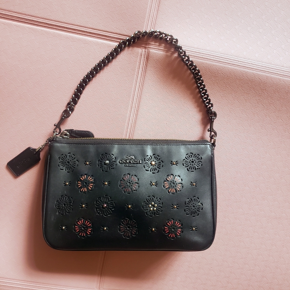 Coach Nolita 22 With Cut Out Tea Rose - with Gunmetal Chain